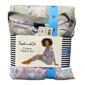 Splendid Pajamas Set Loungewear 2 piece Purple Floral Ladies Plus Size 3X NEW